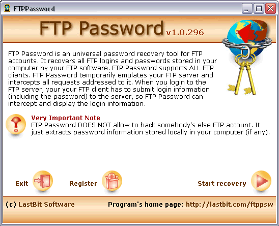 Screenshot of FTP Password