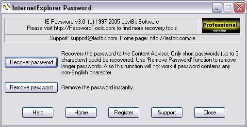 Internet Explorer Password - IE Password: find Content Advisor password