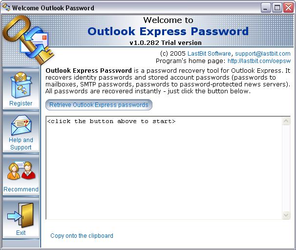 LastBit OutlookExpress Password Recovery screen shot