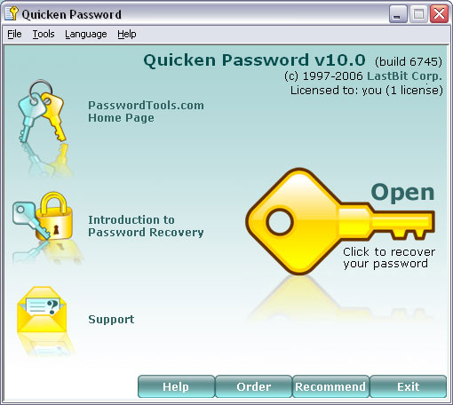 LastBit Quicken Password Recovery 11.0.8050 screenshot