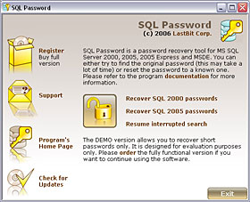 Screenshot for Lastbit SQL Password Recovery 2.5.593