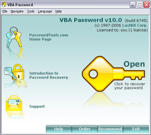 Screenshot of VBA Password 10.0.6745