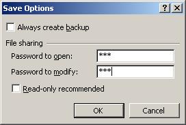 Excel password recovery article - password to open screen