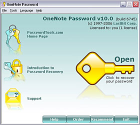 OneNote password recovery